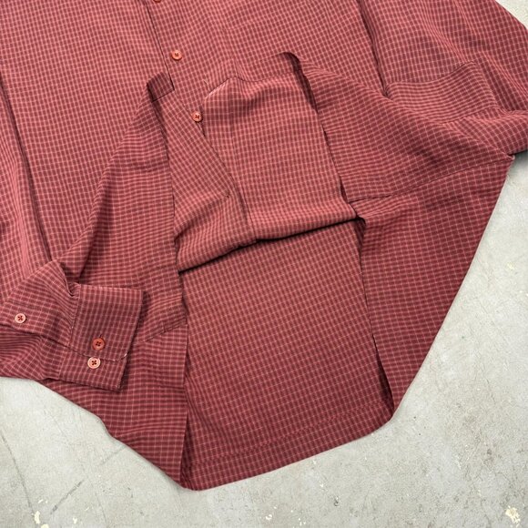 Vintage Harry Rosen Dress Shirt Rayon Check Long Sleeve Red Oversized Large - Picture 7 of 8